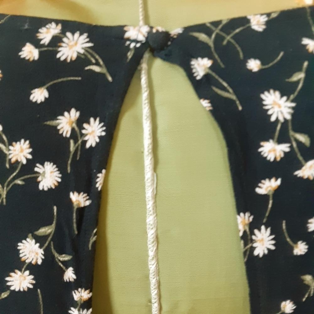American Eagle XL Black Floral Babydoll Tunic Top Boho Peasant Long Sleeve - Picture 9 of 15